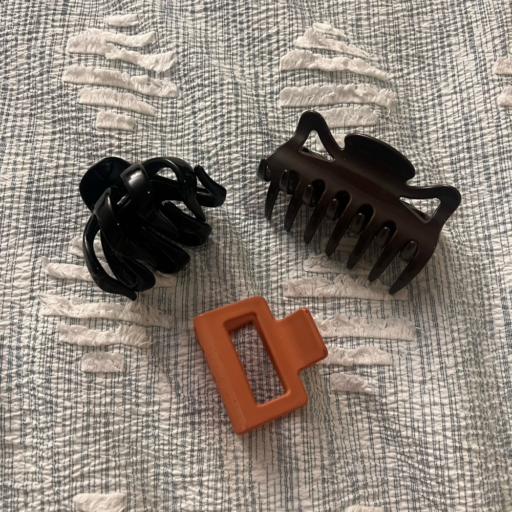 Set of Black, Brown, and Orange Hair Clips